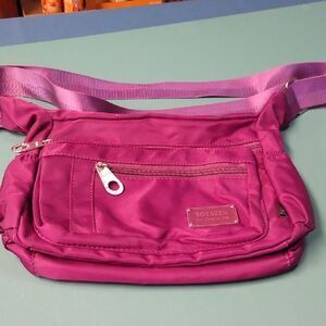 Nylon Purple Women's Crossbody Travel Five Zipper Pockets Bag
